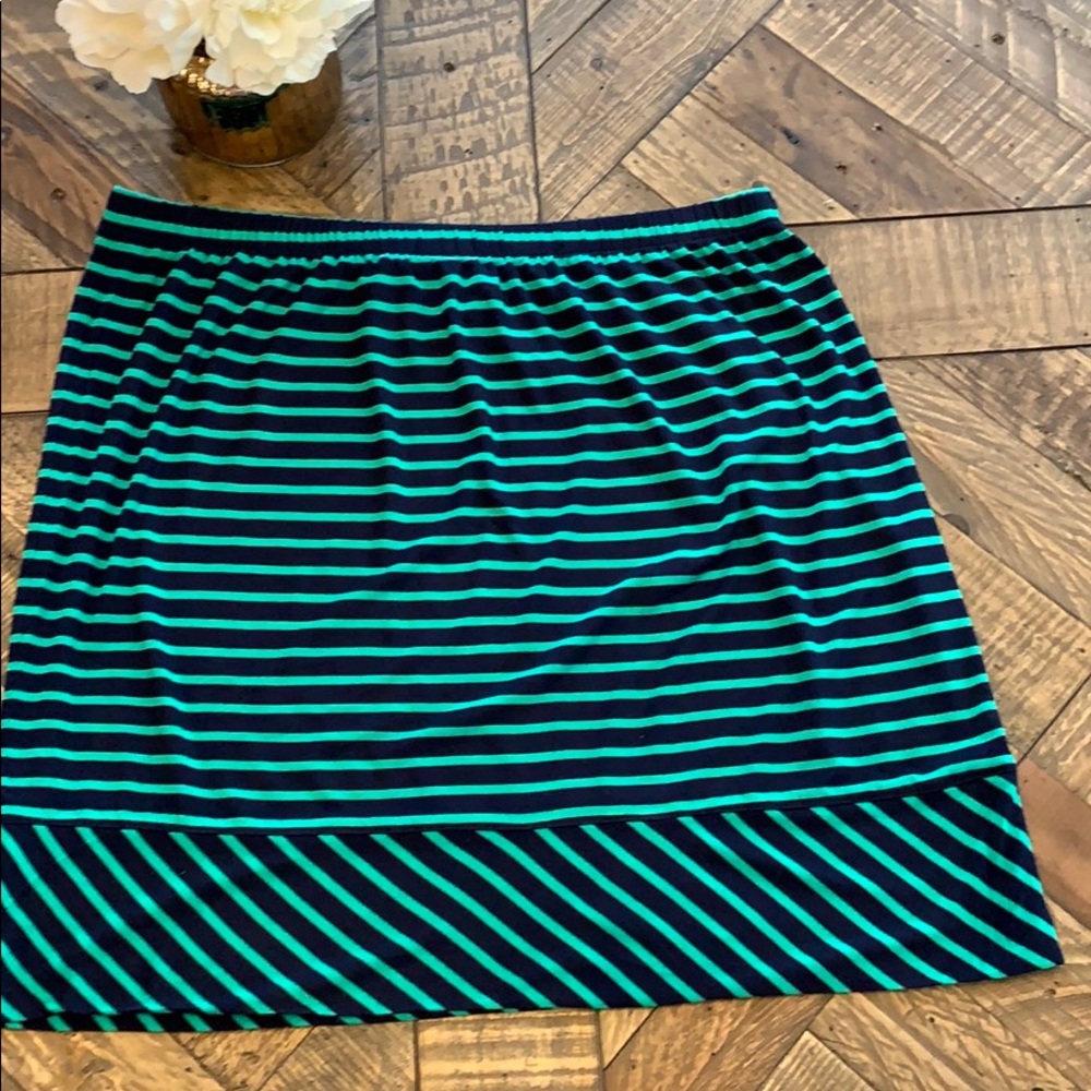 Merona Navy and Teal striped knit mini skirt